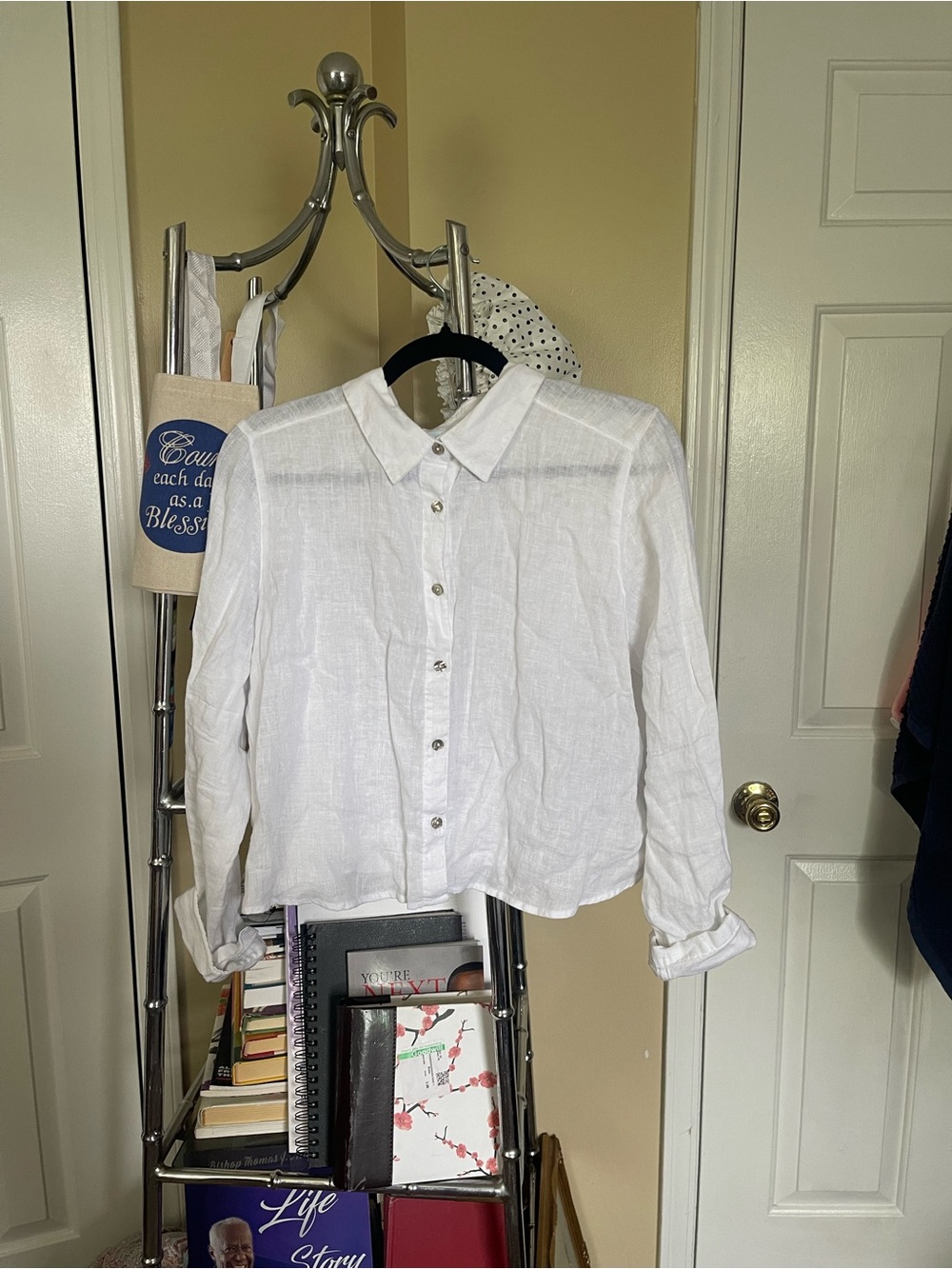 Cynthia Rowley White Linen Button-Up Top
